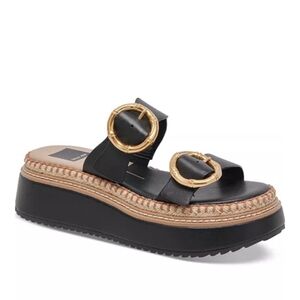 Dolce vita Black Platform Sandals with Gold Accents New Size 9.5